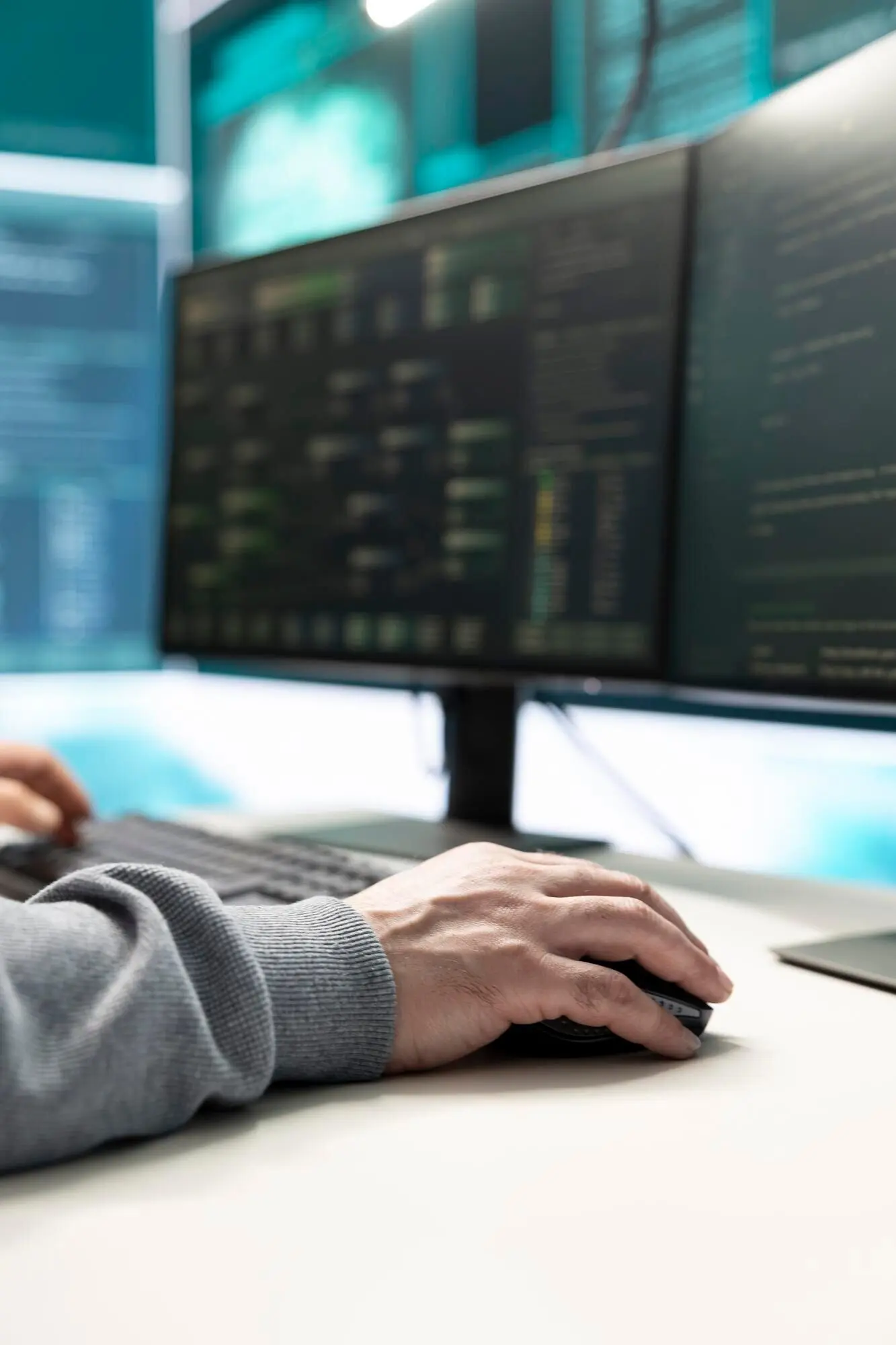 Эксперты по кибербезопасности в правительственной хакерской комнате работают над обеспечением безопасности сетей.